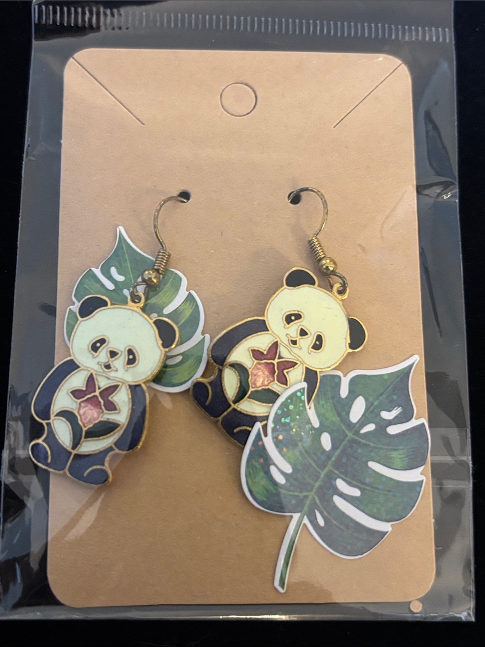 Panda Flower Dangle Earrings